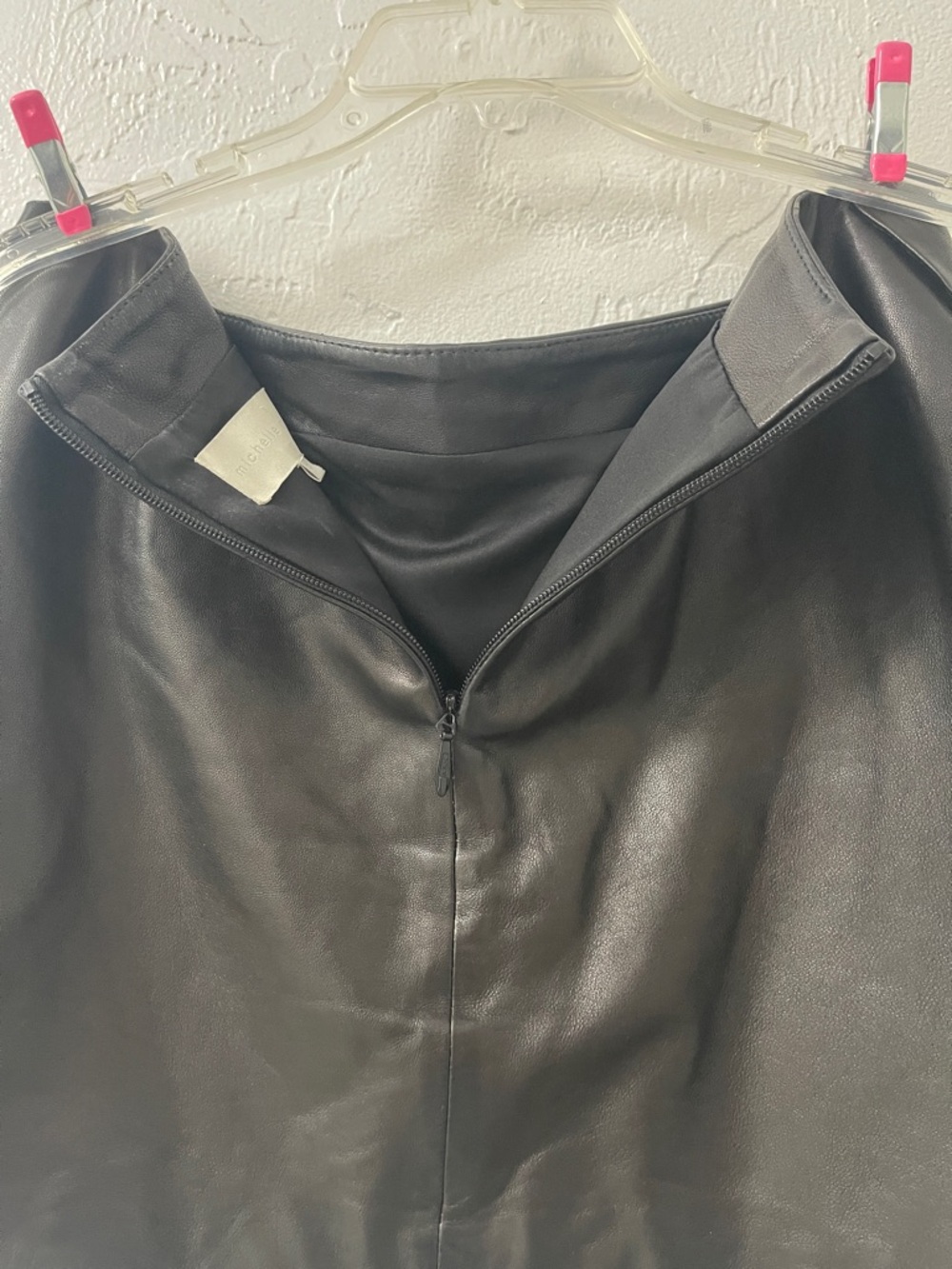 Michelle Mason Black Lambskin Leather Mini Skirt, Size 6 - Picture 13 of 13